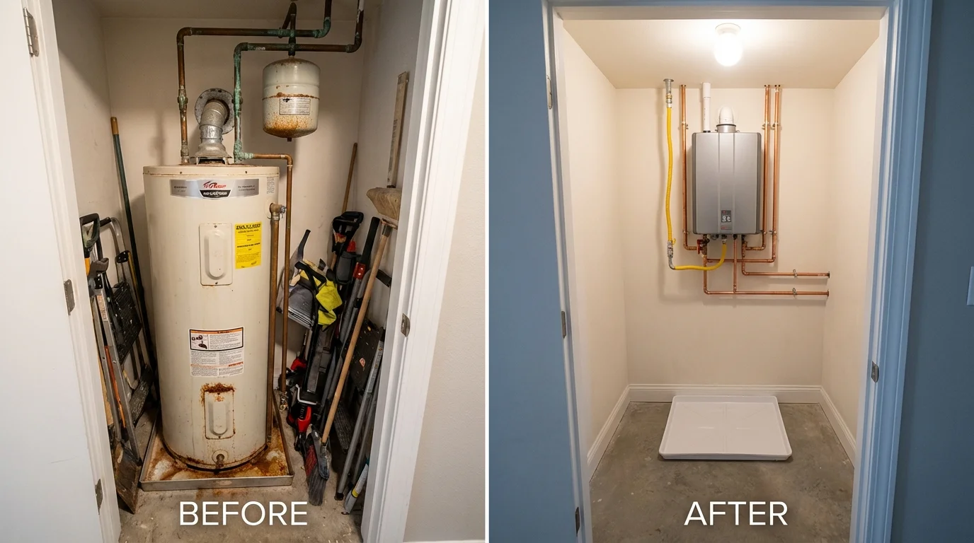 Tank water heater versus wall-mounted tankless unit comparison for Corinth, MS homeowners