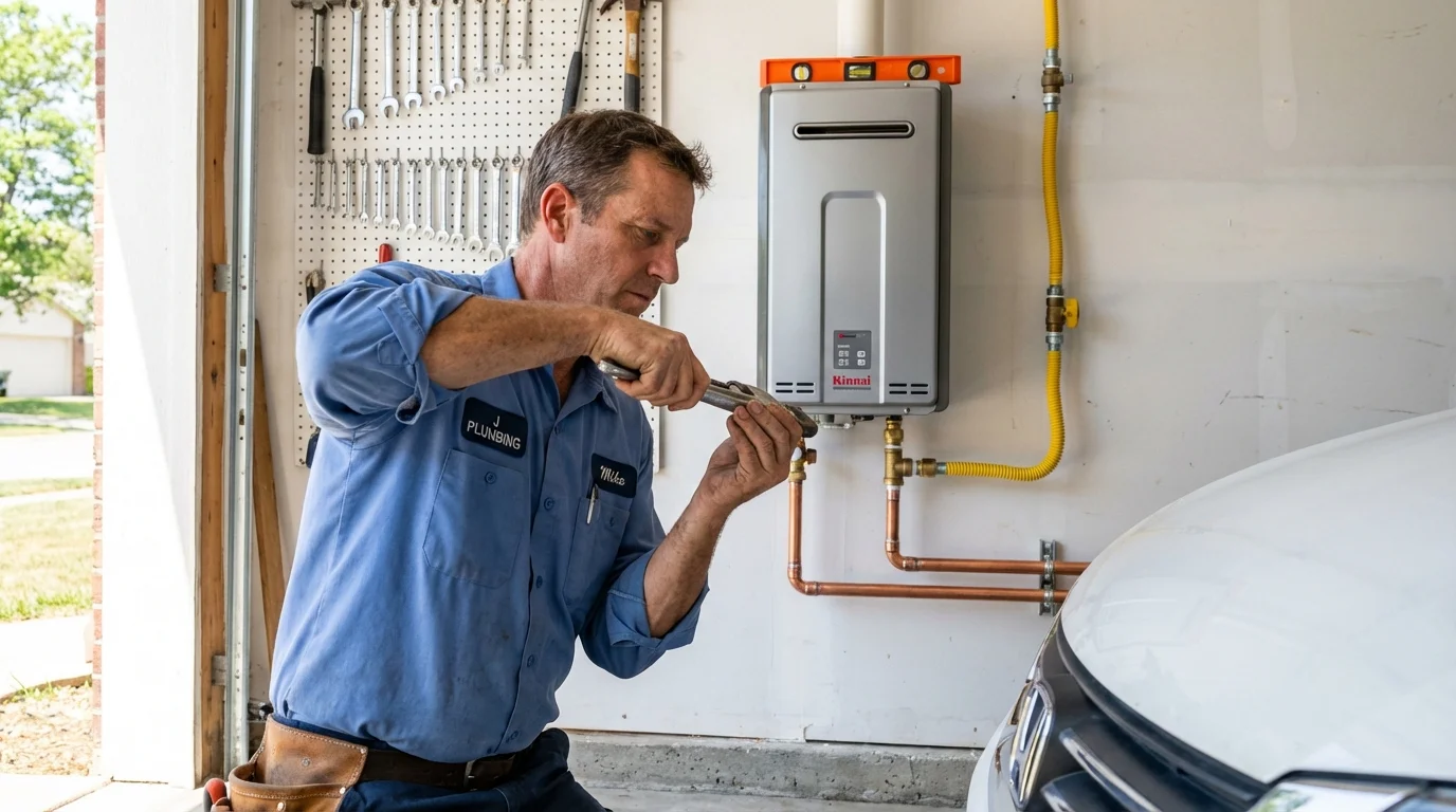Tankless water heater installation by a Johns Plumbing LLC plumber in Corinth